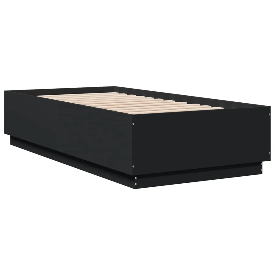 Cadre de lit sans matelas noir 90x190 cm - 3