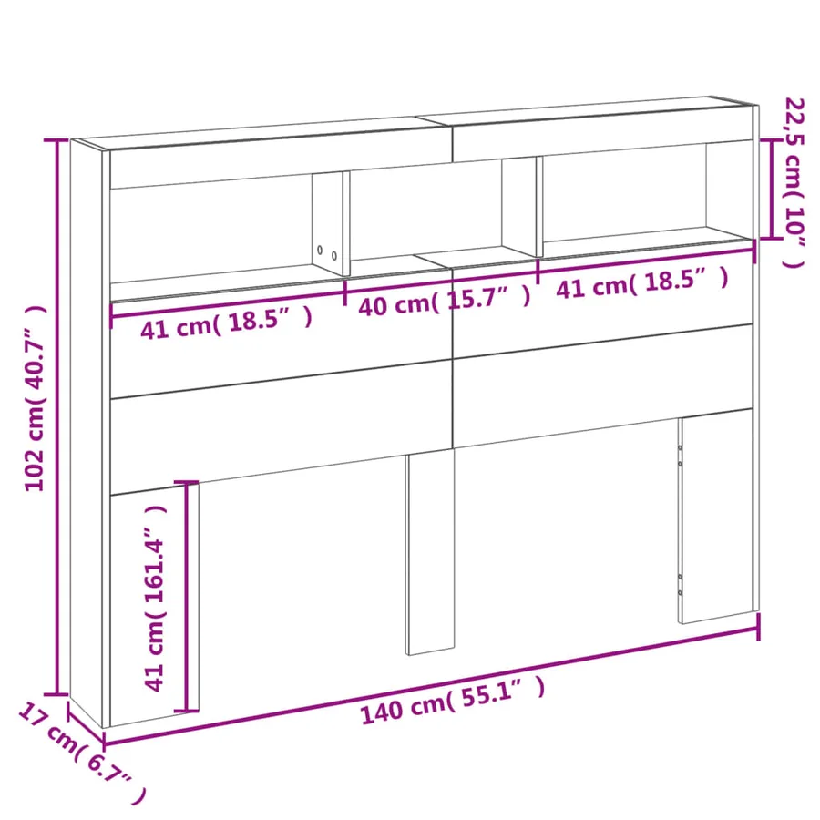 Armoire tête de lit avec LED chêne sonoma 140x17x102 cm - 14