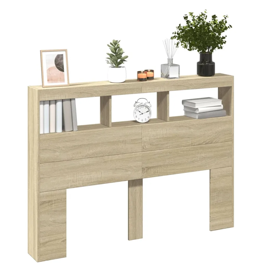 Armoire tête de lit avec LED chêne sonoma 140x17x102 cm - 5