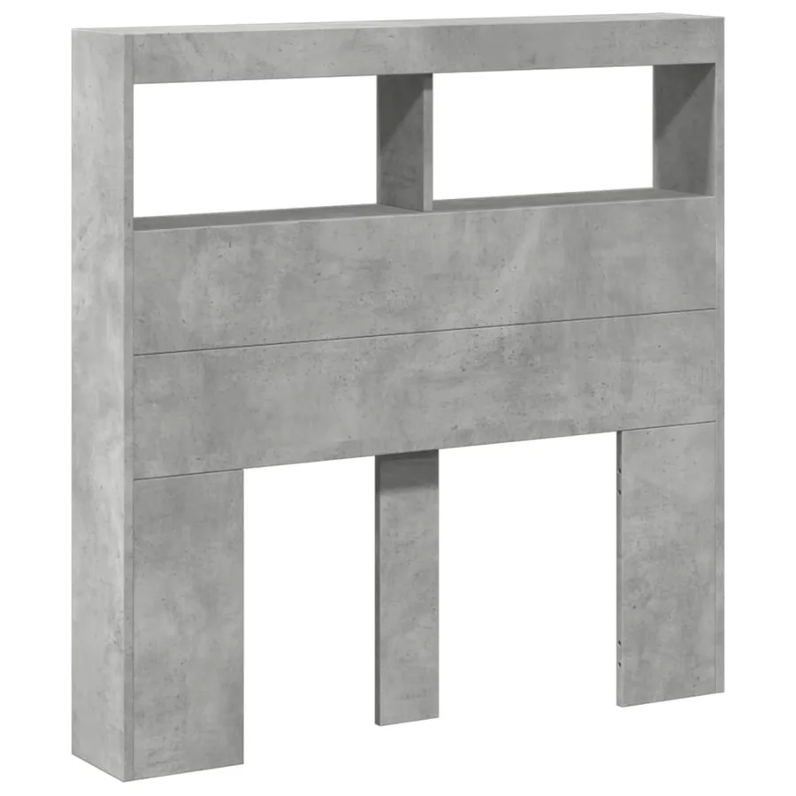 Armoire tête de lit avec LED gris béton 100x17x102 cm - 3