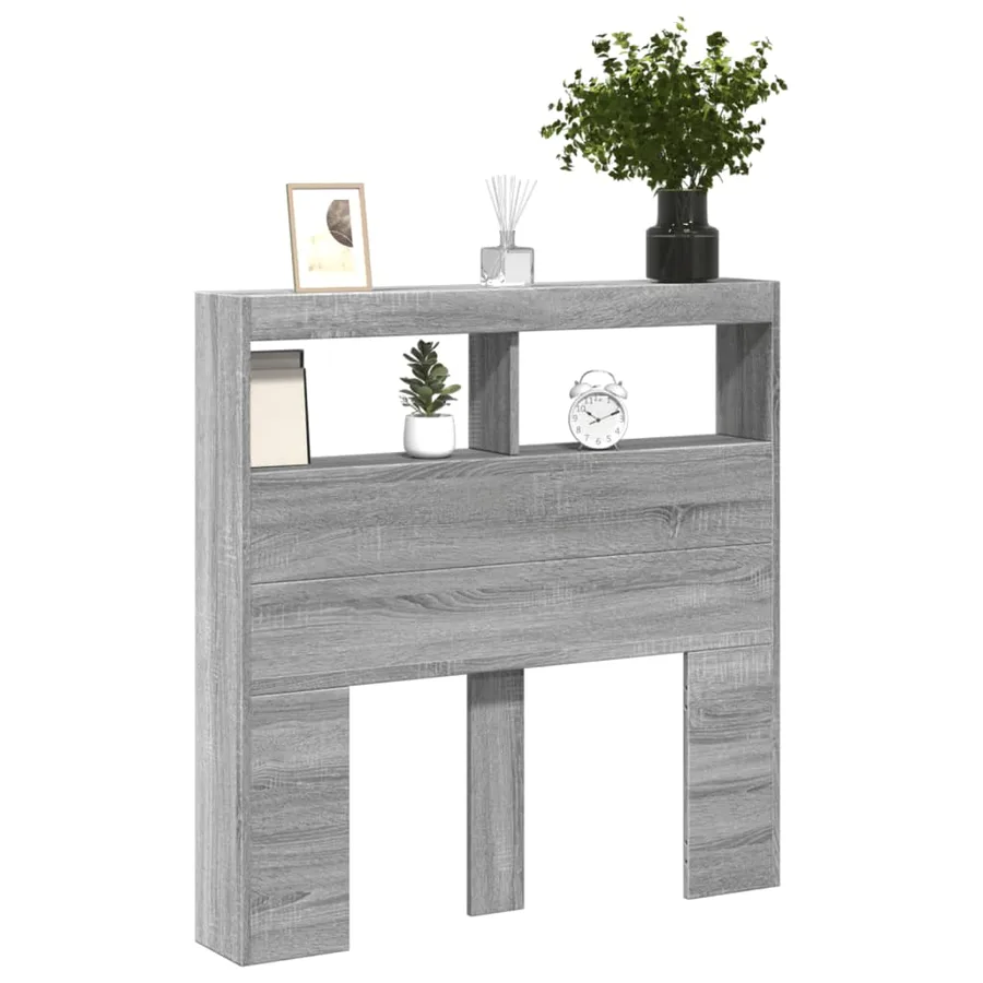 Armoire tête de lit avec LED sonoma gris 100x17x102 cm - 5