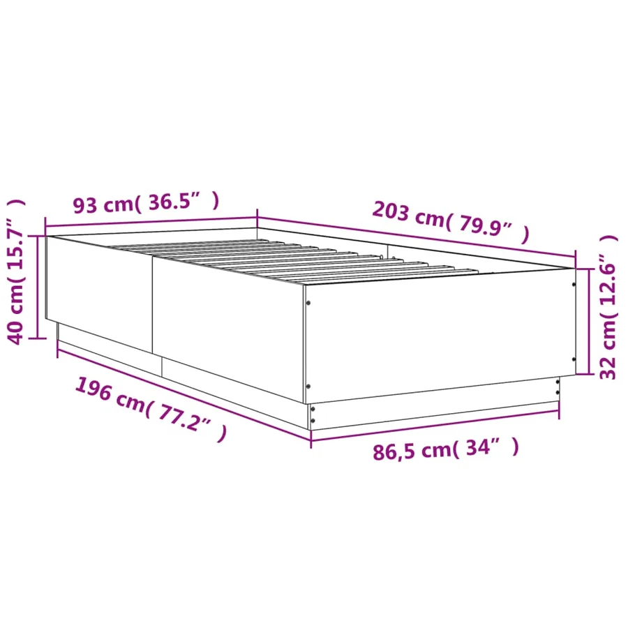 Cadre de lit sans matelas chêne sonoma 90x200 cm - 9