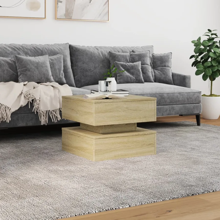 Table basse avec lumières LED chêne sonoma 50x50x40 cm - 4