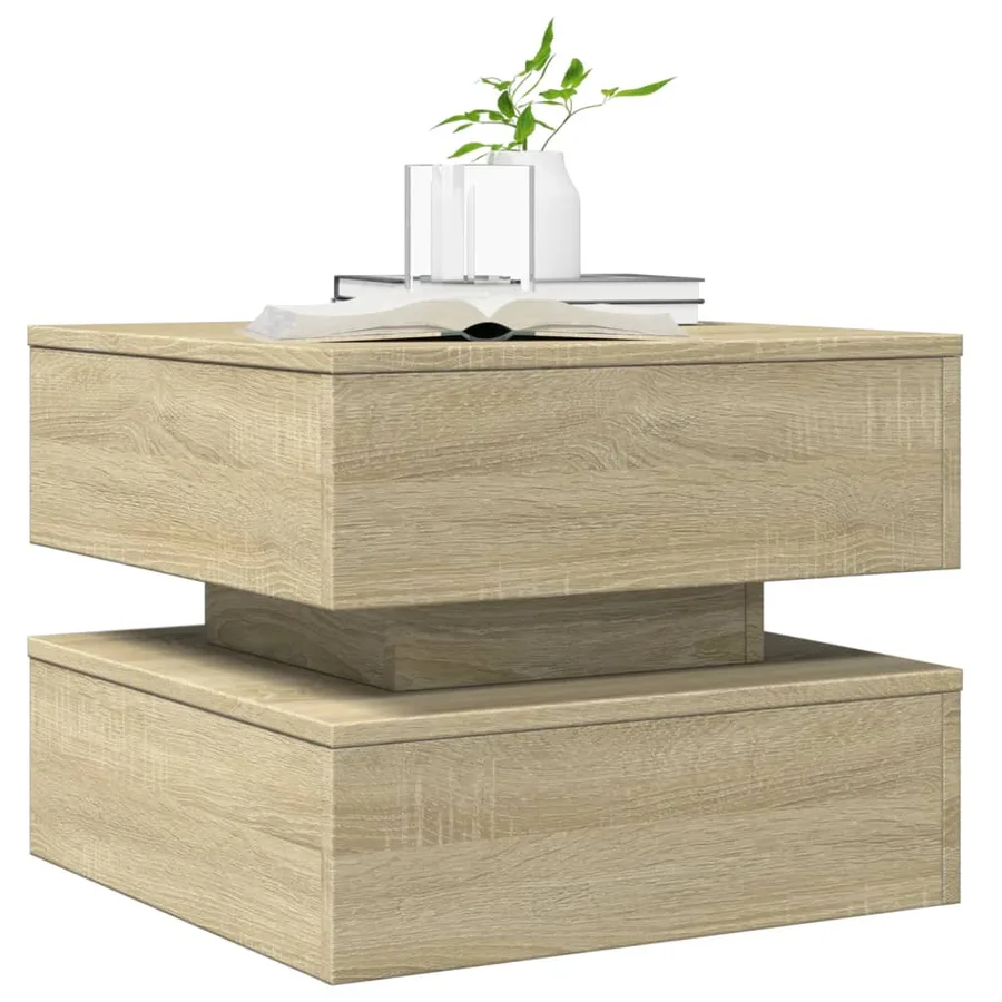 Table basse avec lumières LED chêne sonoma 50x50x40 cm - 6