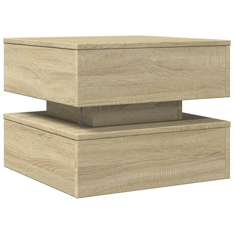 Table basse avec lumières LED chêne sonoma 50x50x40 cm - 9