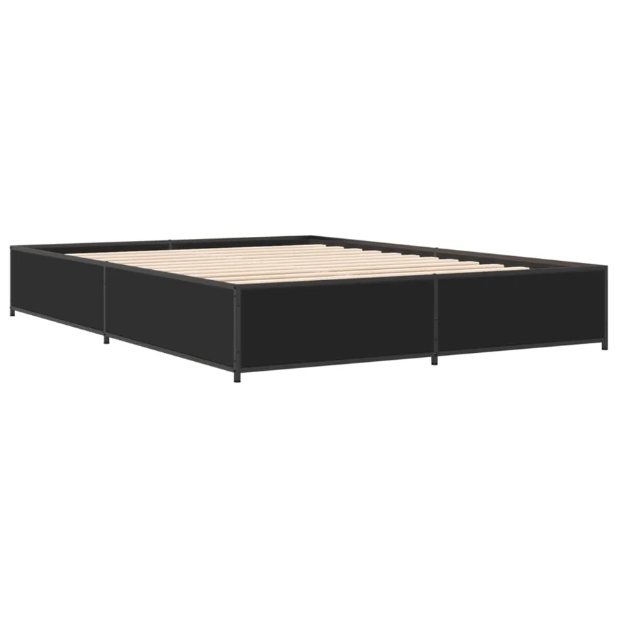 Cadre de lit sans matelas noir 150x200 cm - 6