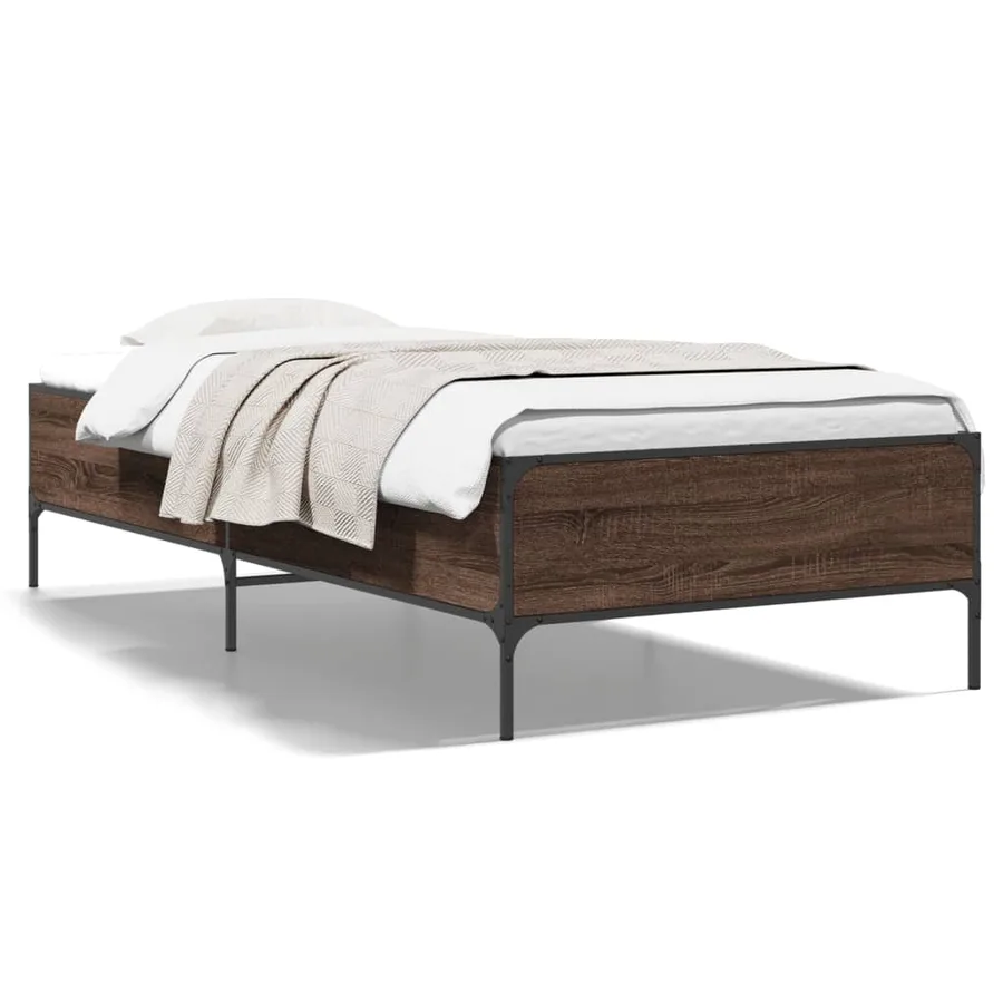 Cadre de lit sans matelas chêne marron 75x190 cm - 2