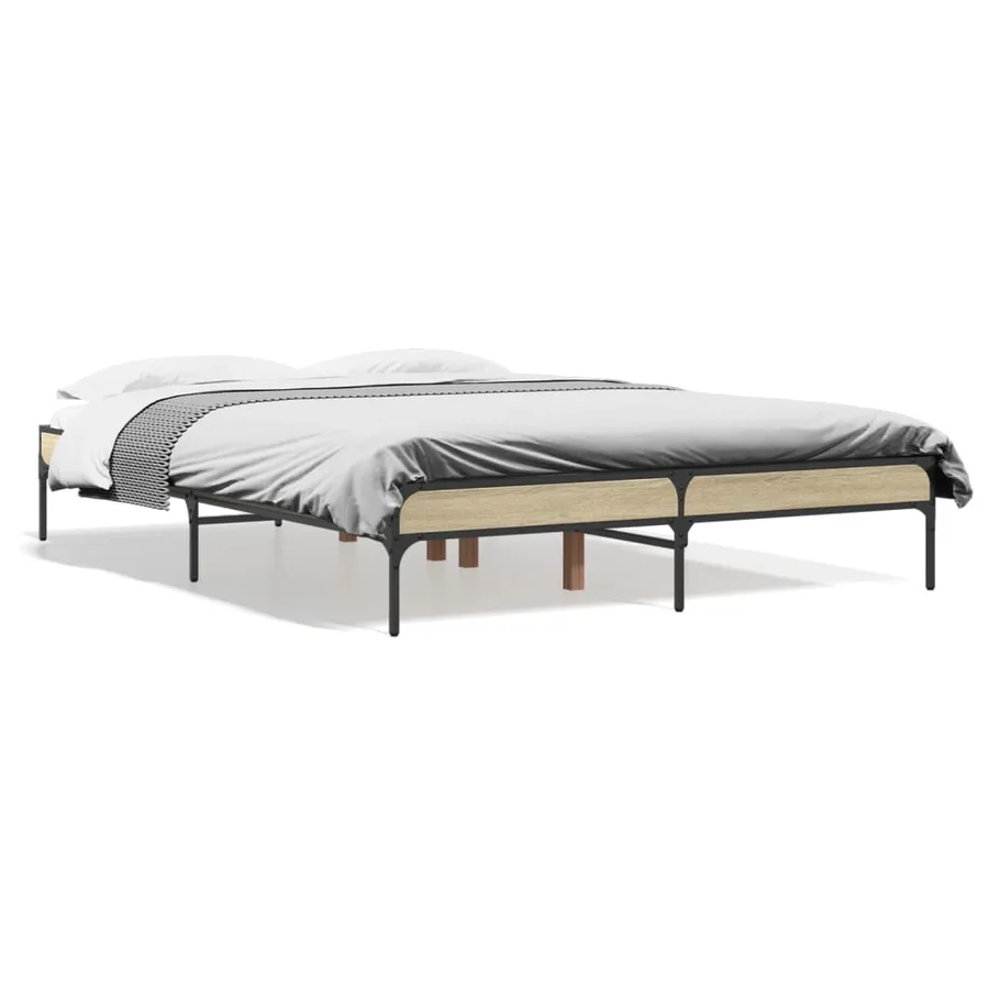 Cadre de lit sans matelas chêne sonoma 135x190 cm - 2