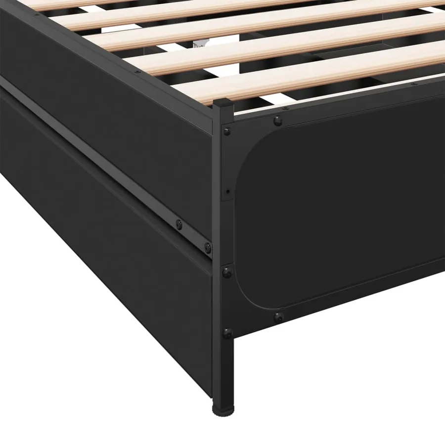 Cadre de lit avec tiroirs sans matelas noir 75x190 cm - 8