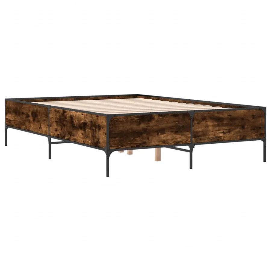 Cadre de lit sans matelas chêne fumé 135x190 cm - 3