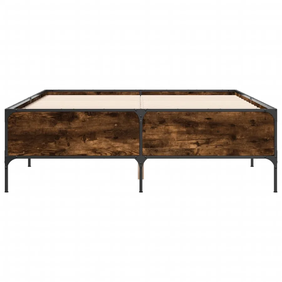 Cadre de lit sans matelas chêne fumé 135x190 cm - 4