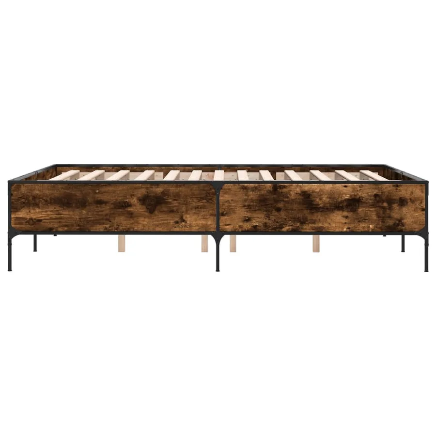 Cadre de lit sans matelas chêne fumé 135x190 cm - 5