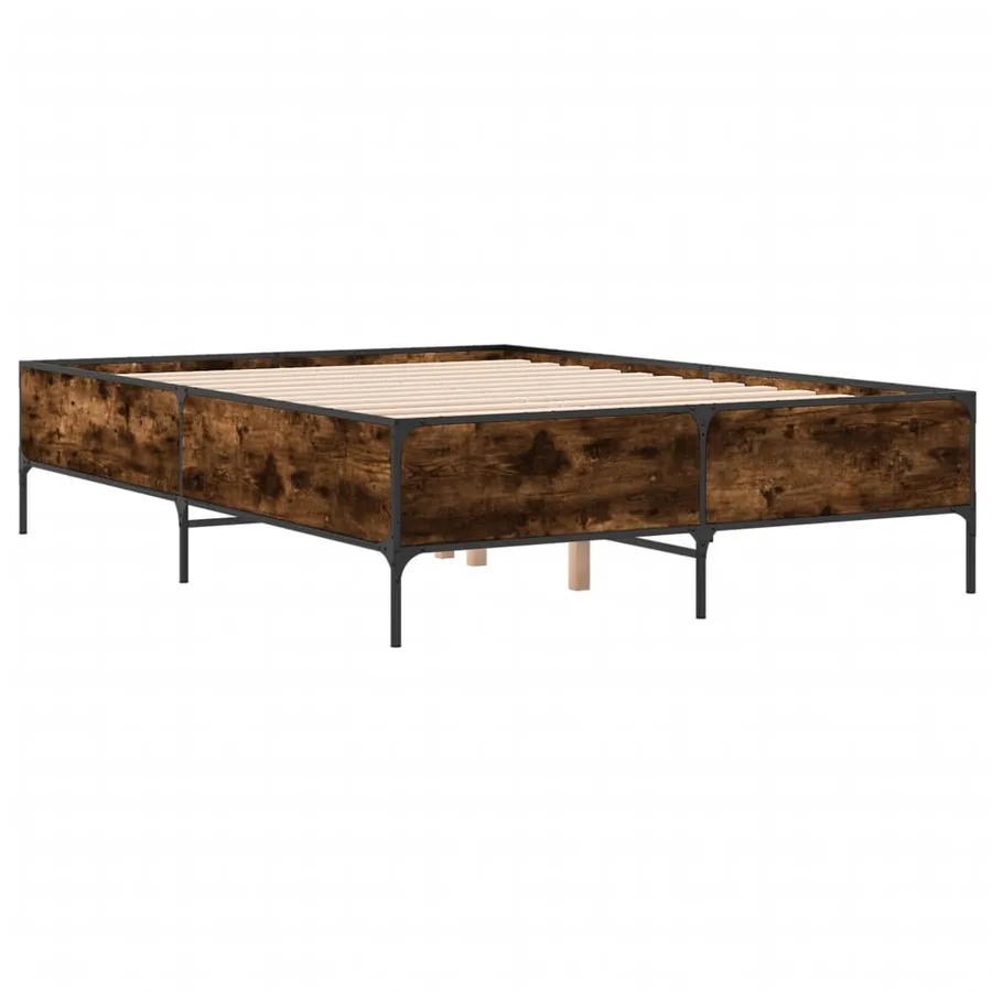 Cadre de lit sans matelas chêne fumé 135x190 cm - 6