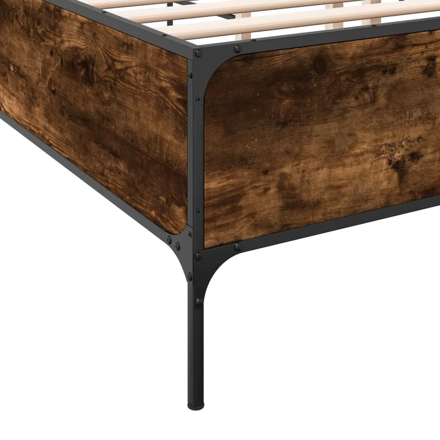 Cadre de lit sans matelas chêne fumé 135x190 cm - 7