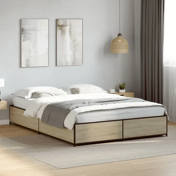 Cadre de lit sans matelas chêne sonoma 120x190 cm