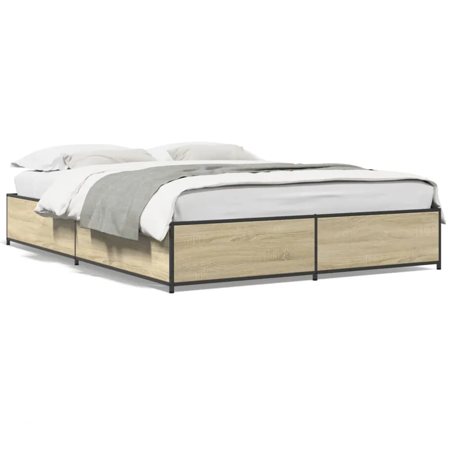 Cadre de lit sans matelas chêne sonoma 120x190 cm - 2