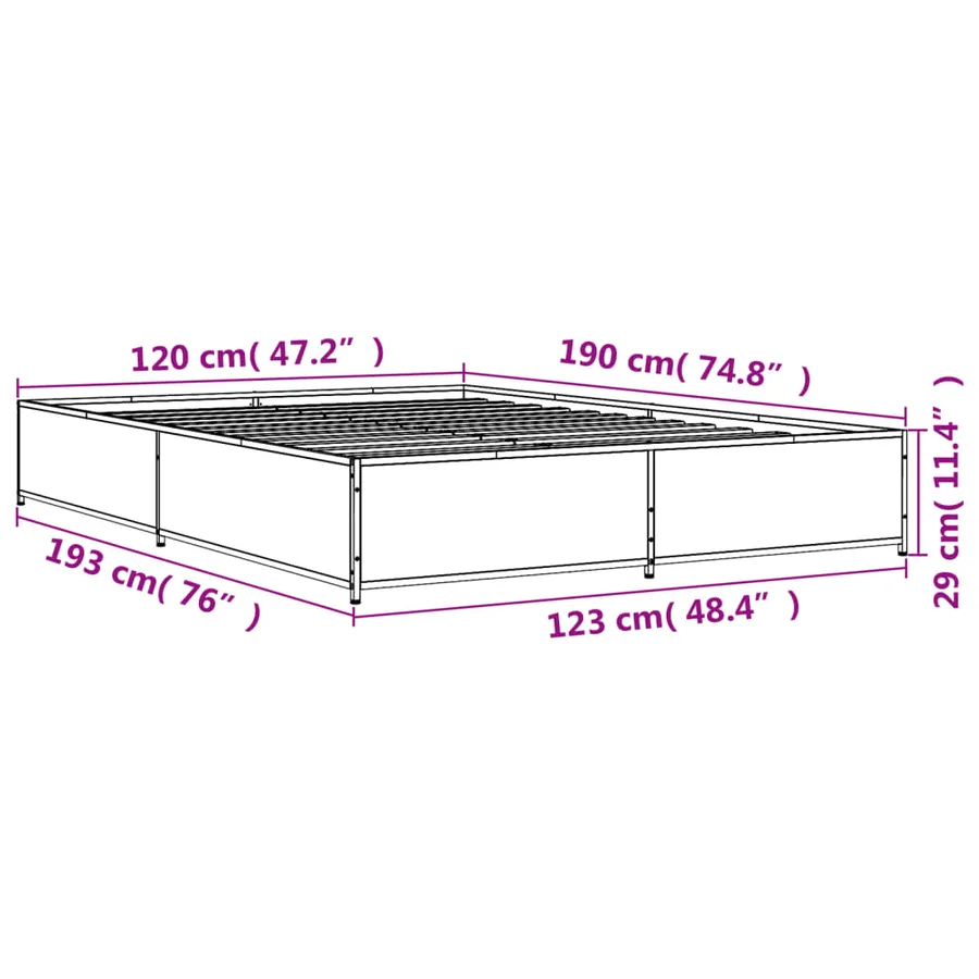 Cadre de lit sans matelas chêne sonoma 120x190 cm - 9