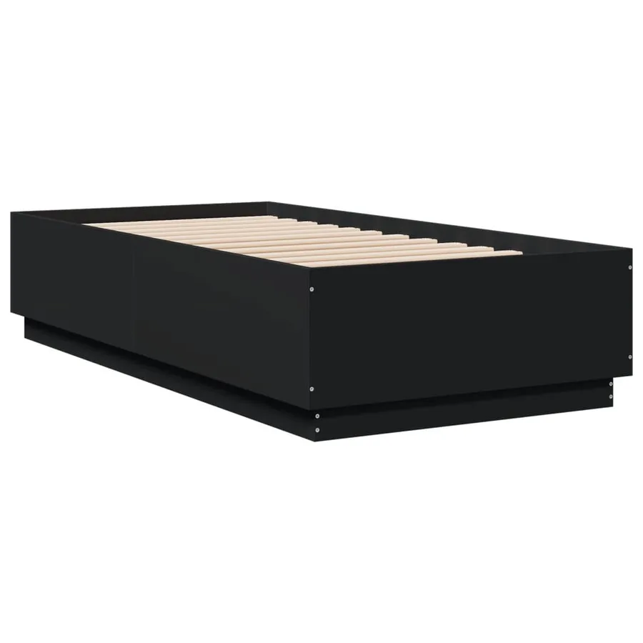 Cadre de lit sans matelas noir 75x190 cm - 6