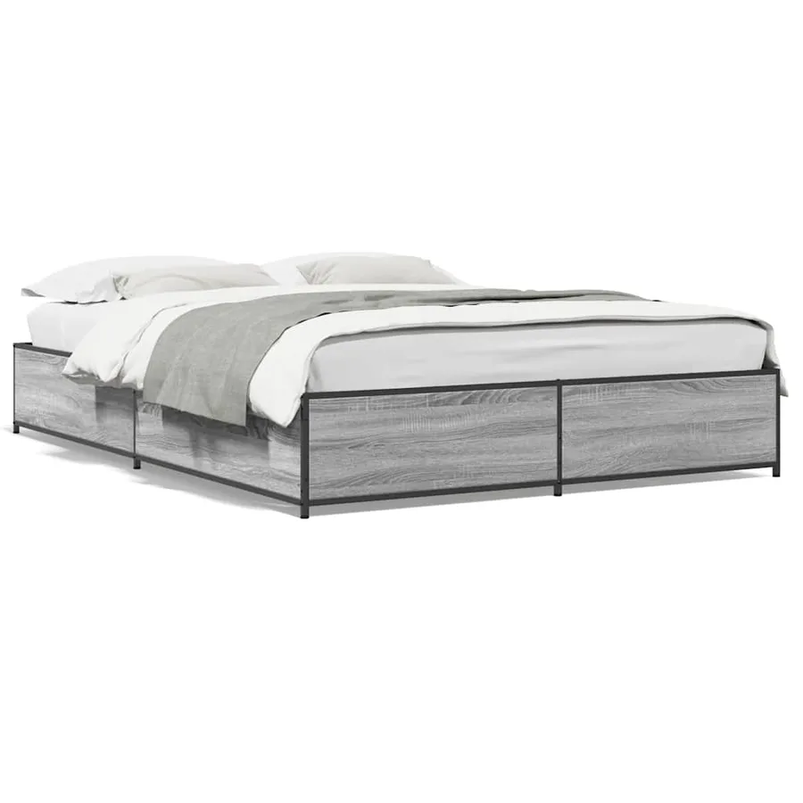 Cadre de lit sans matelas sonoma gris 150x200 cm - 2