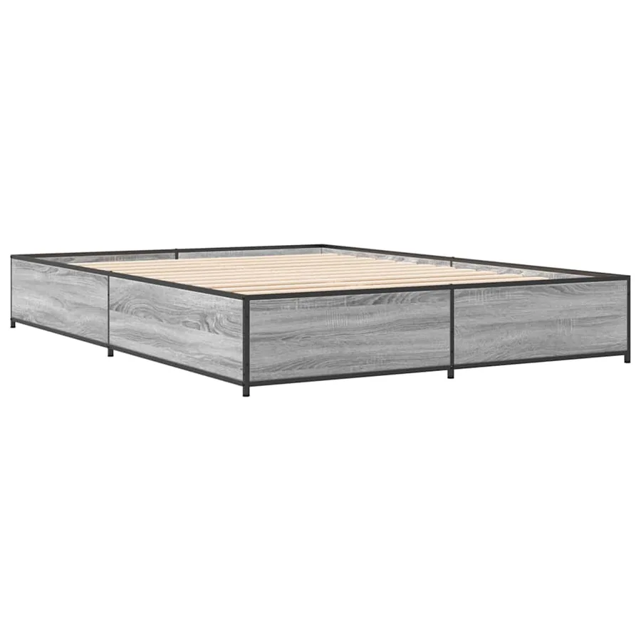 Cadre de lit sans matelas sonoma gris 150x200 cm - 6