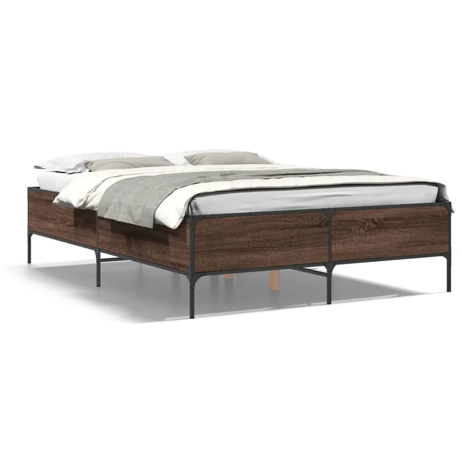 Cadre de lit sans matelas chêne marron 135x190 cm - 2
