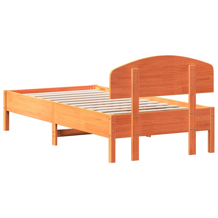 Cadre de lit sans matelas cire marron 75x190 cm bois pin massif - 6