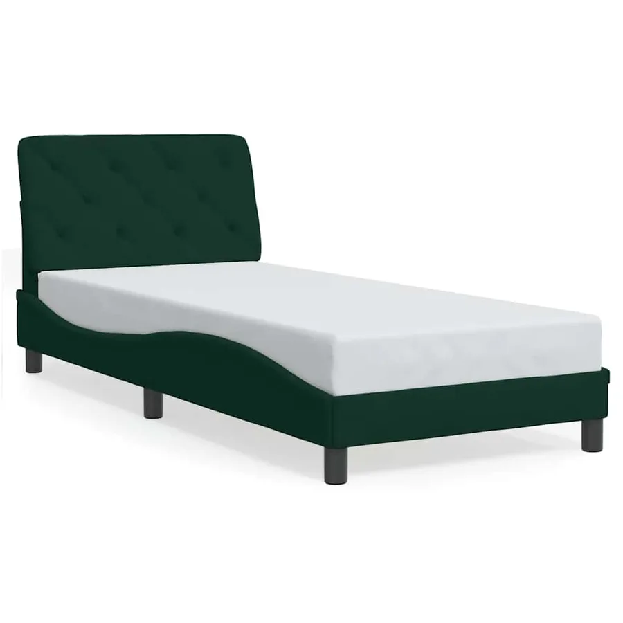 Cadre de lit avec LED sans matelas vert foncé 90x190 cm velours - 5