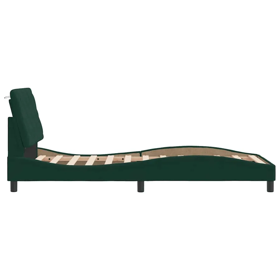 Cadre de lit avec LED sans matelas vert foncé 90x190 cm velours - 7