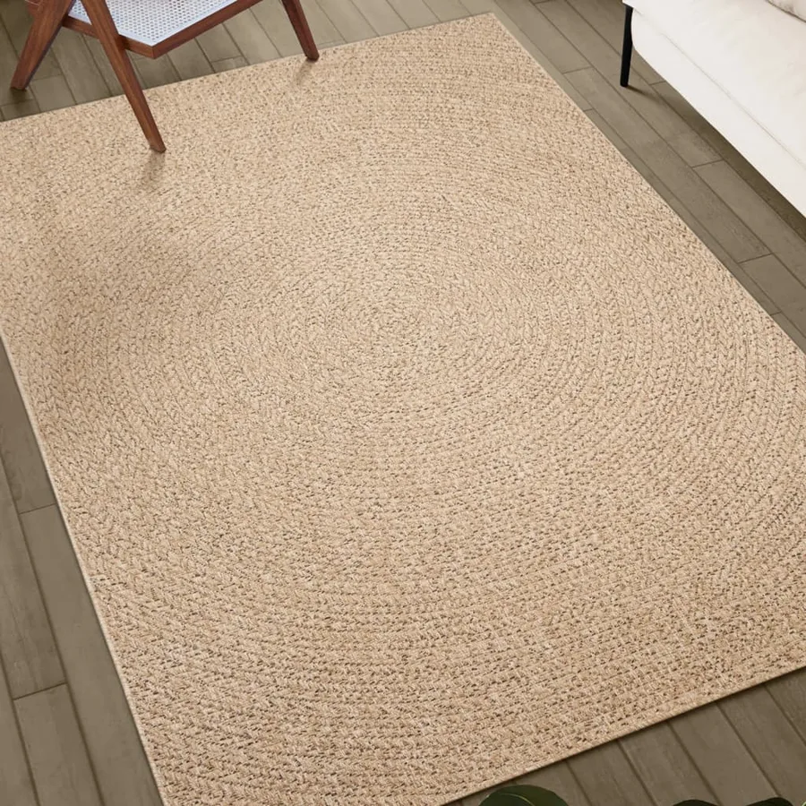 Tapis ZIZUR 200x200 cm aspect de jute intérieur et extérieur - 3