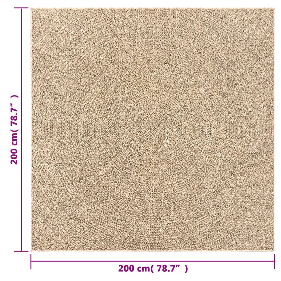 Tapis ZIZUR 200x200 cm aspect de jute intérieur et extérieur - 8