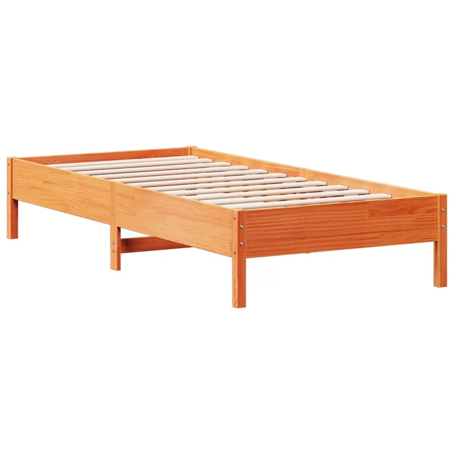 Cadre de lit sans matelas cire marron 100x200cm bois pin massif - 2