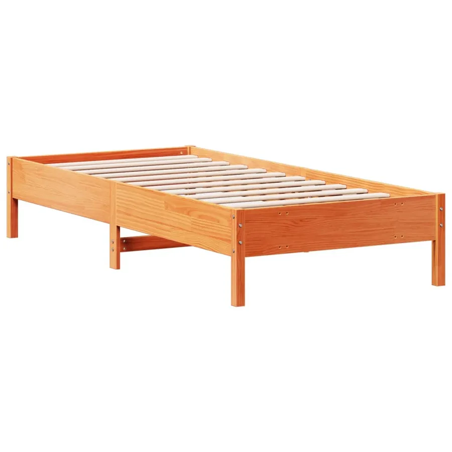 Cadre de lit sans matelas cire marron 100x200cm bois pin massif - 6