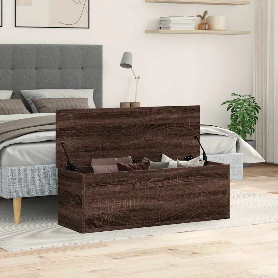 Boîte de rangement chêne marron 102x35x35 cm bois d'ingénierie - 3