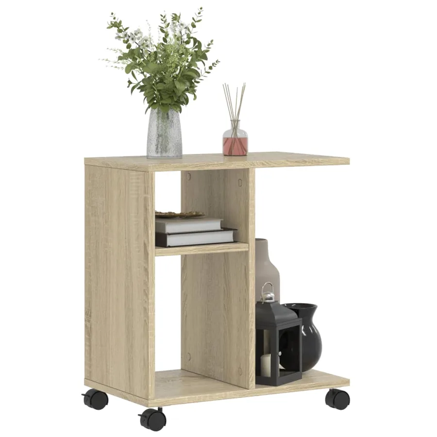Table d'appoint avec roues chêne sonoma bois d'ingénierie - 4