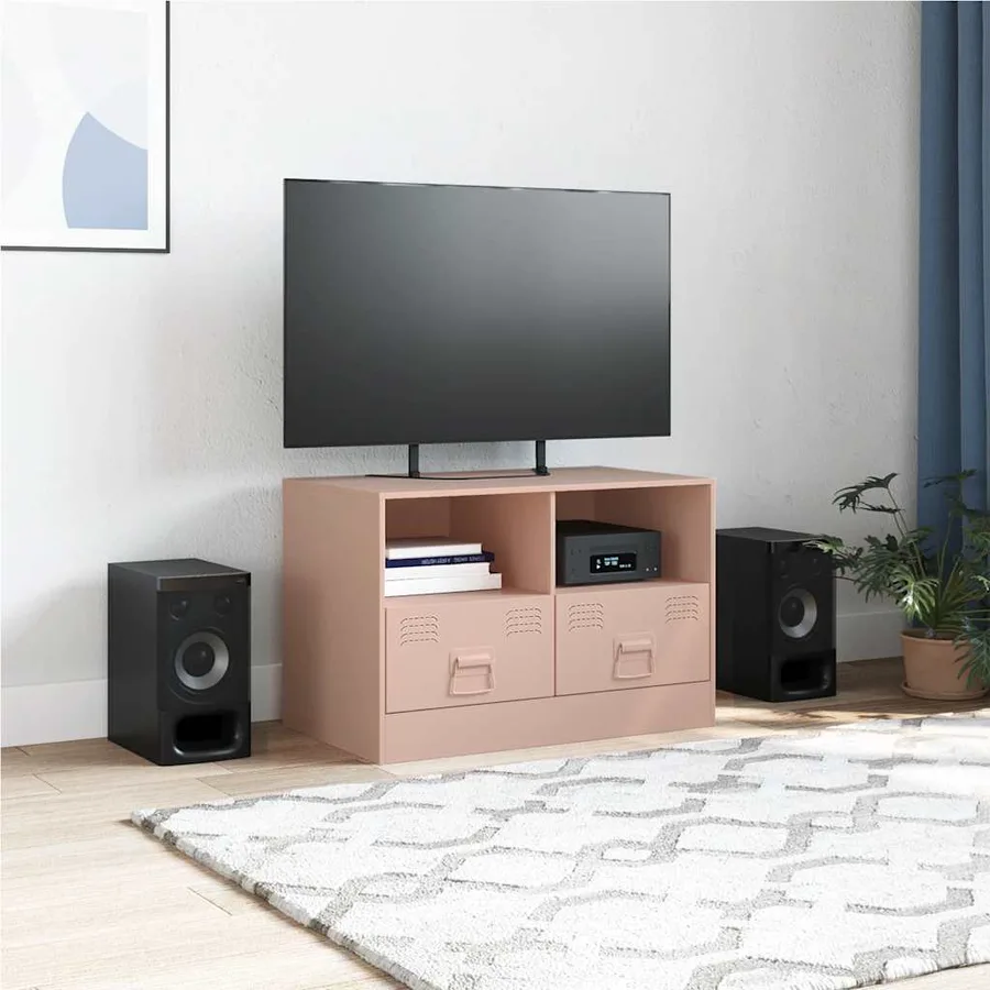 Meuble TV rose 67x39x44 cm acier - 3