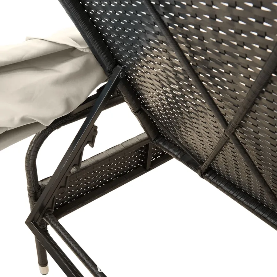Chaise longue avec auvent gris résine tressée - 28
