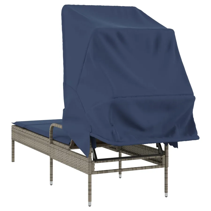 Chaise longue avec auvent gris résine tressée - 36