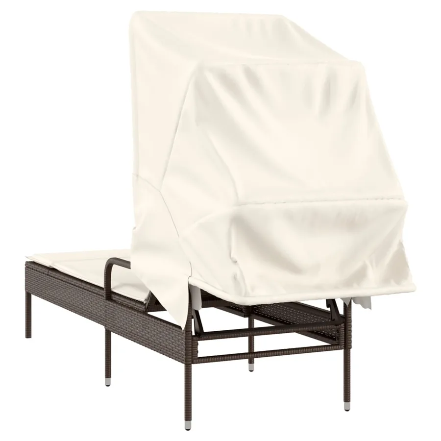 Chaise longue avec auvent gris résine tressée - 46