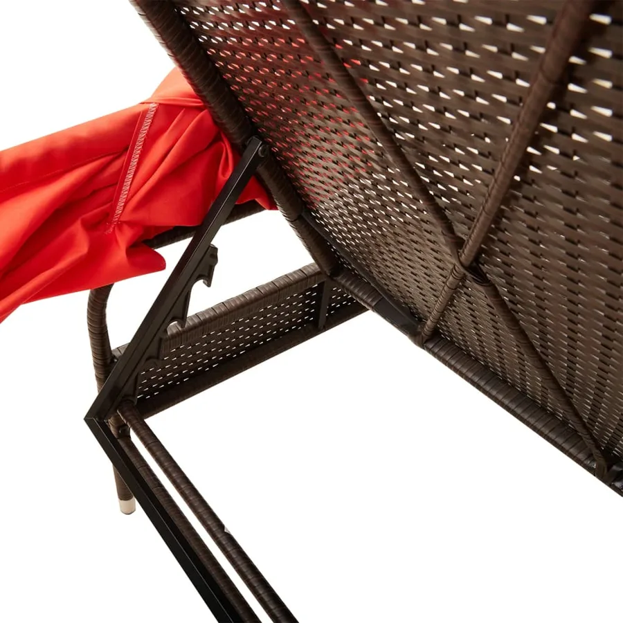 Chaise longue avec auvent gris résine tressée - 58