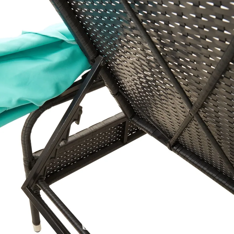 Chaise longue avec auvent gris résine tressée - 68