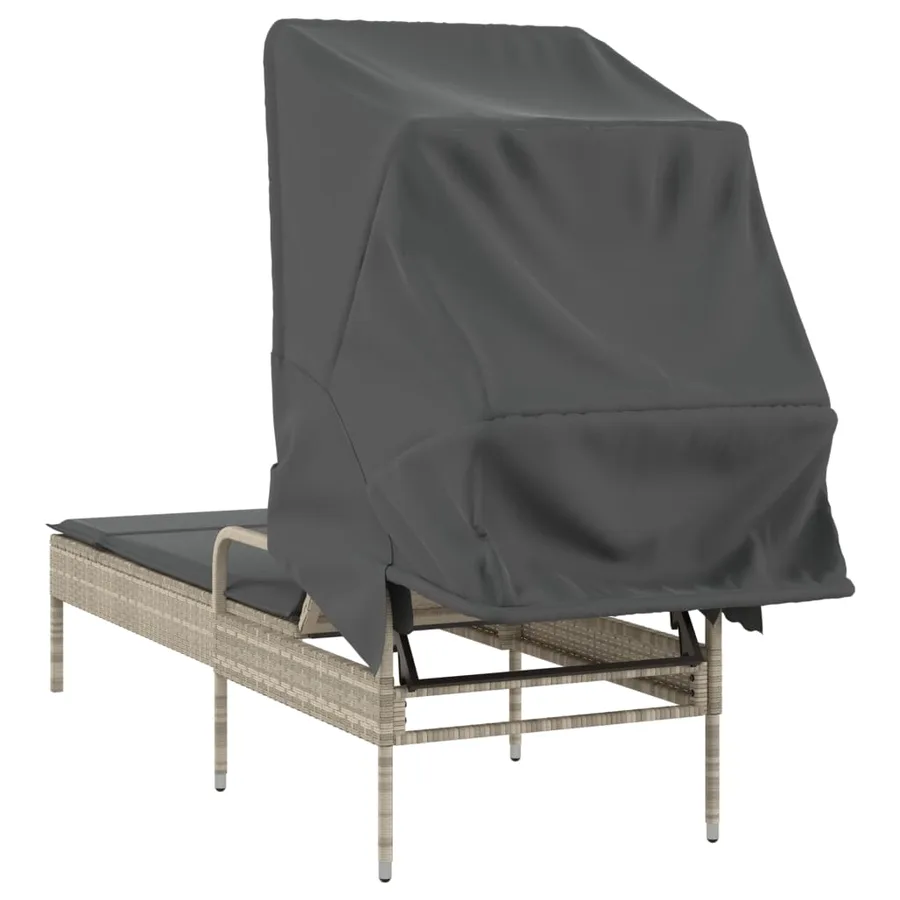 Chaise longue avec auvent gris résine tressée - 76