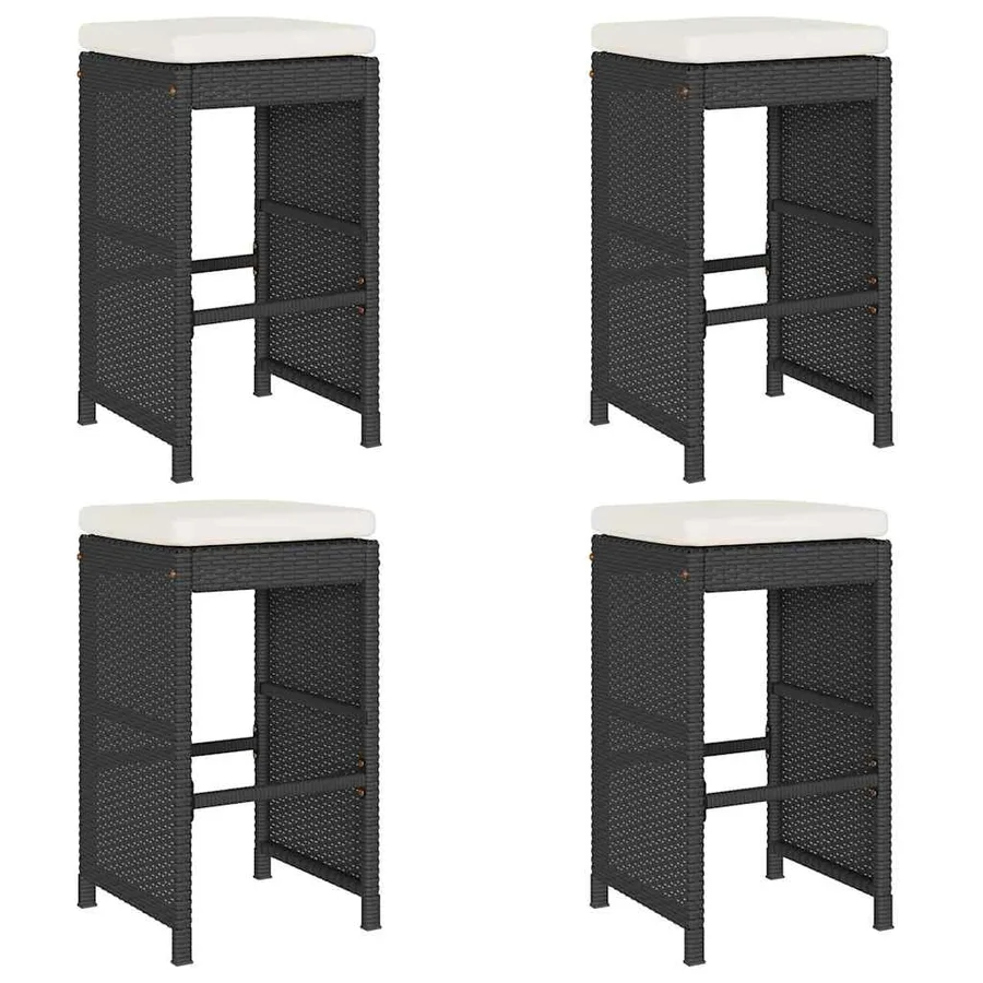 Tabourets de bar de jardin et coussins lot de 4 résine tressée - 2