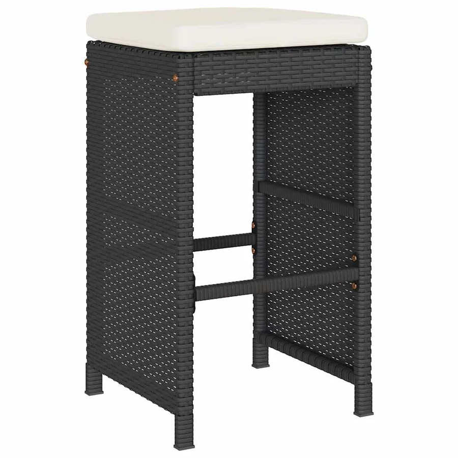 Tabourets de bar de jardin et coussins lot de 4 résine tressée - 3