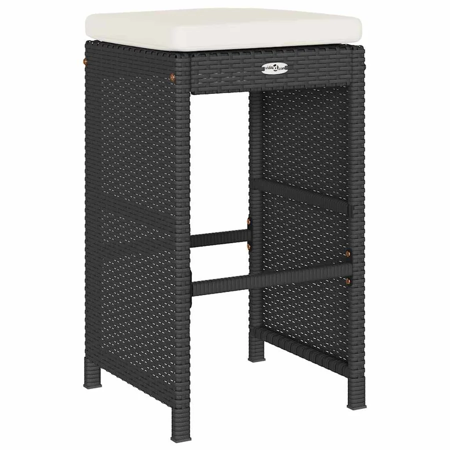 Tabourets de bar de jardin et coussins lot de 4 résine tressée - 6