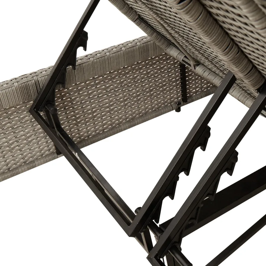 Chaise longue double avec coussins gris clair résine tressée - 8