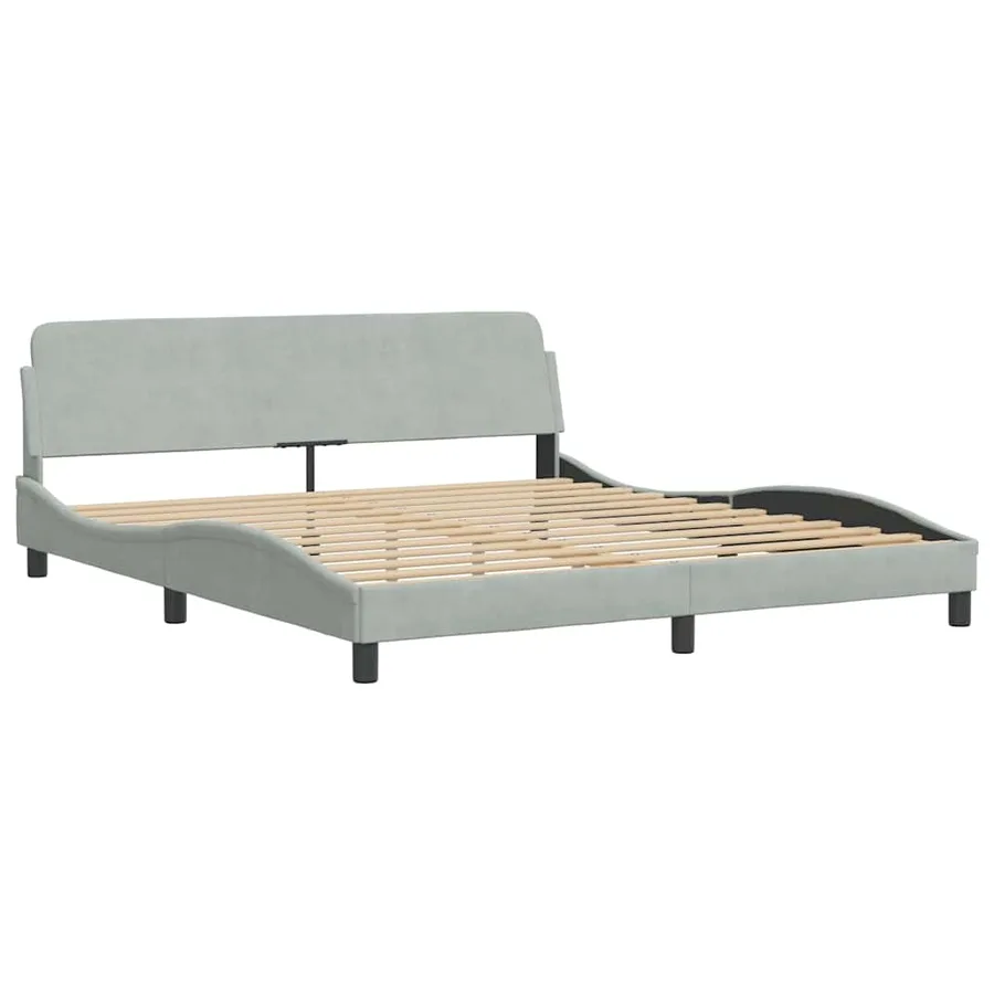 Cadre de lit sans matelas gris clair 180x200 cm velours - 4