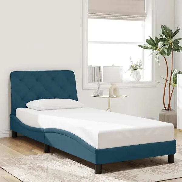Cadre de lit sans matelas bleu 80x200 cm velours