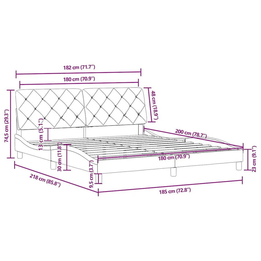 Cadre de lit sans matelas noir 180x200 cm velours - 10