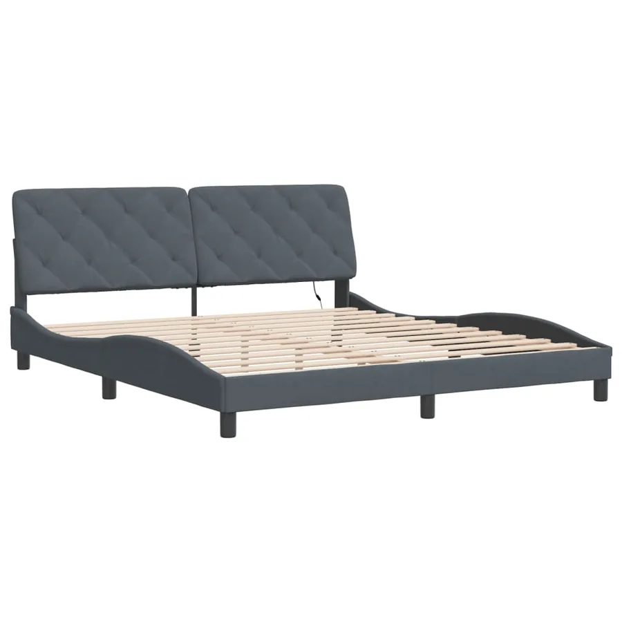 Cadre de lit avec LED sans matelas gris foncé 180x200cm velours - 3