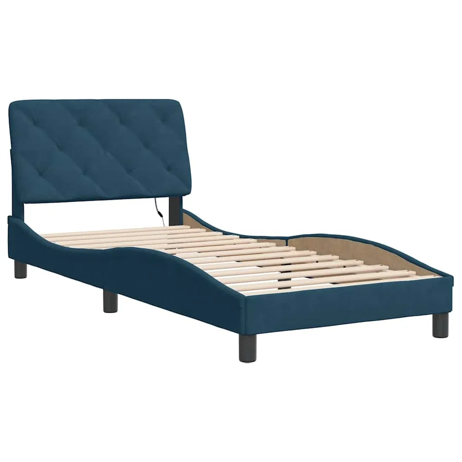 Cadre de lit avec LED sans matelas bleu 80x200 cm velours - 3
